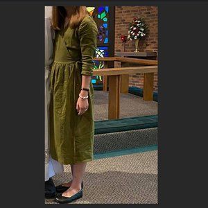 24HR SALE! Breezy Linen Moss Green Wrap Dress ~ Cottage Core ~ Jane Austen
